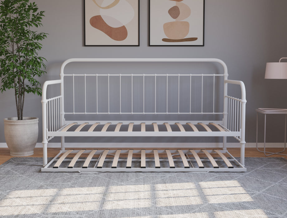 Oberon White Metal Trundle Bed