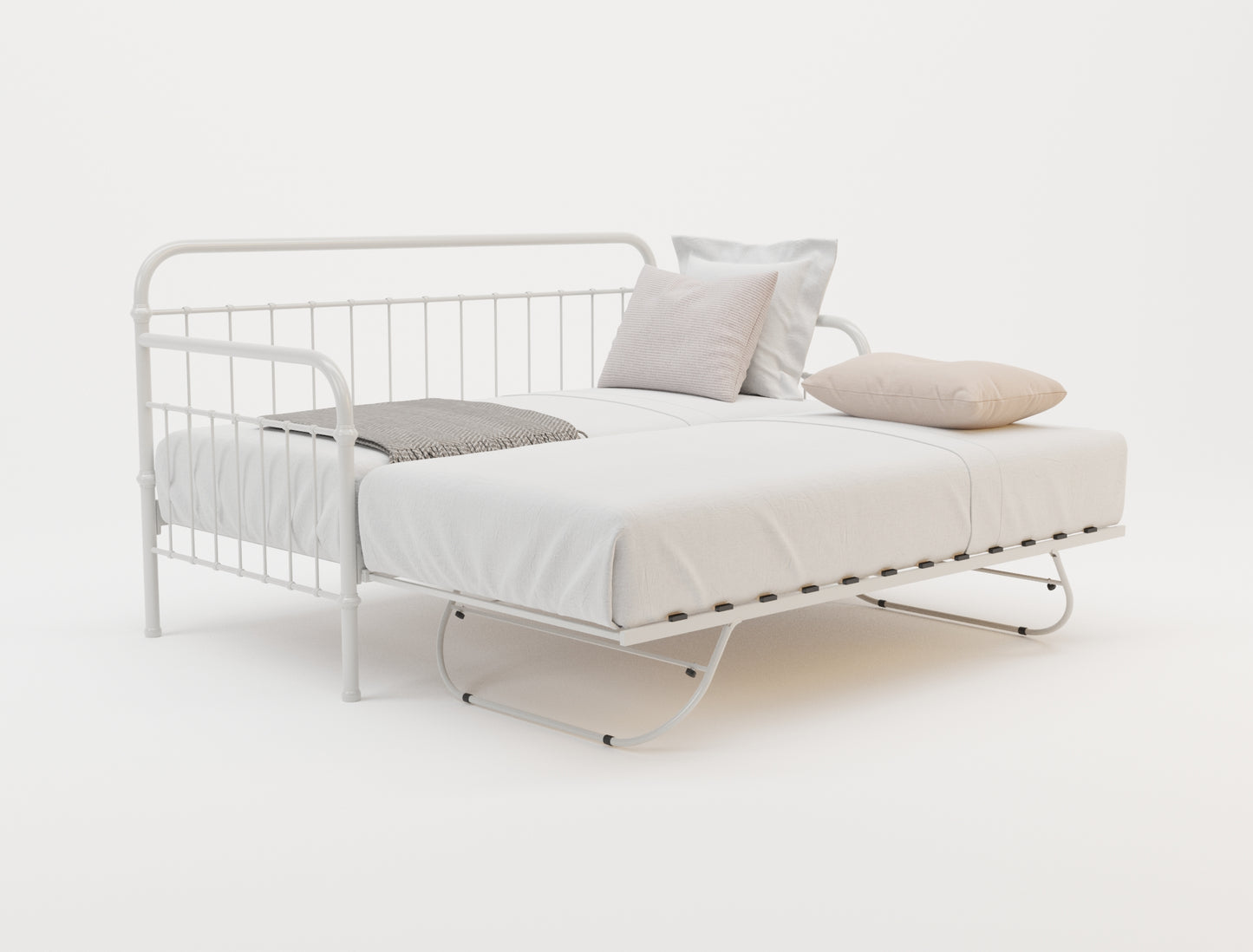 Oberon White Metal Trundle Bed