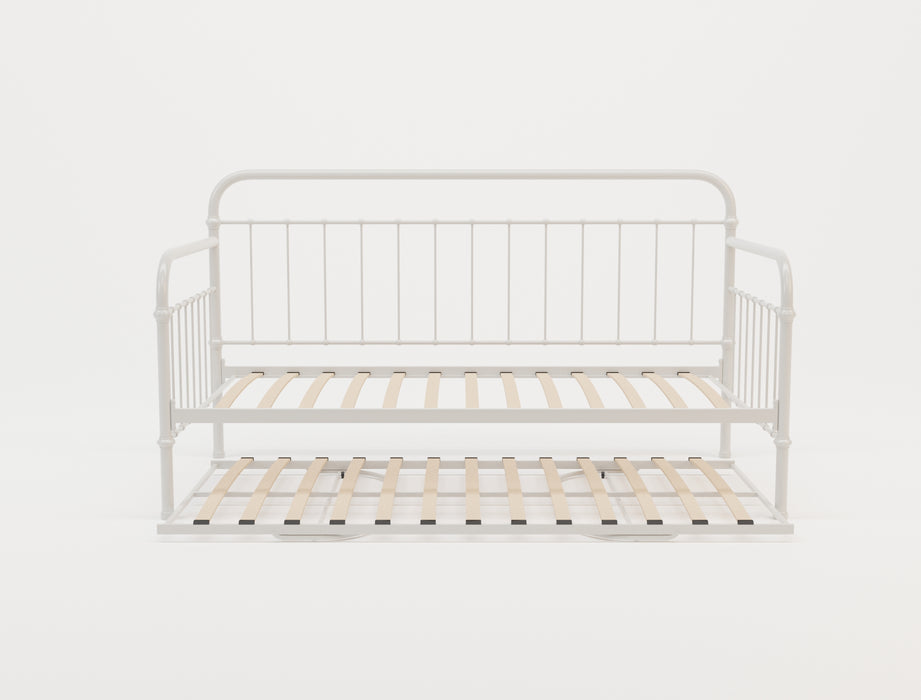 Oberon White Metal Trundle Bed