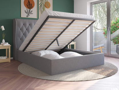 Harlow Grey Fabric Gas Lift Bed Frame