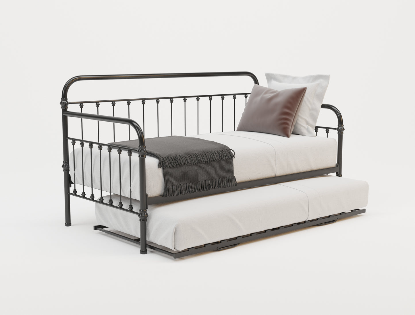 Zenith Black Metal Trundle Bed