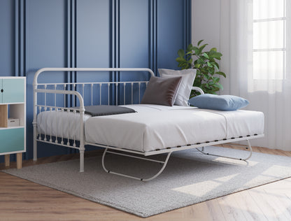 Zenith White Metal Trundle Bed