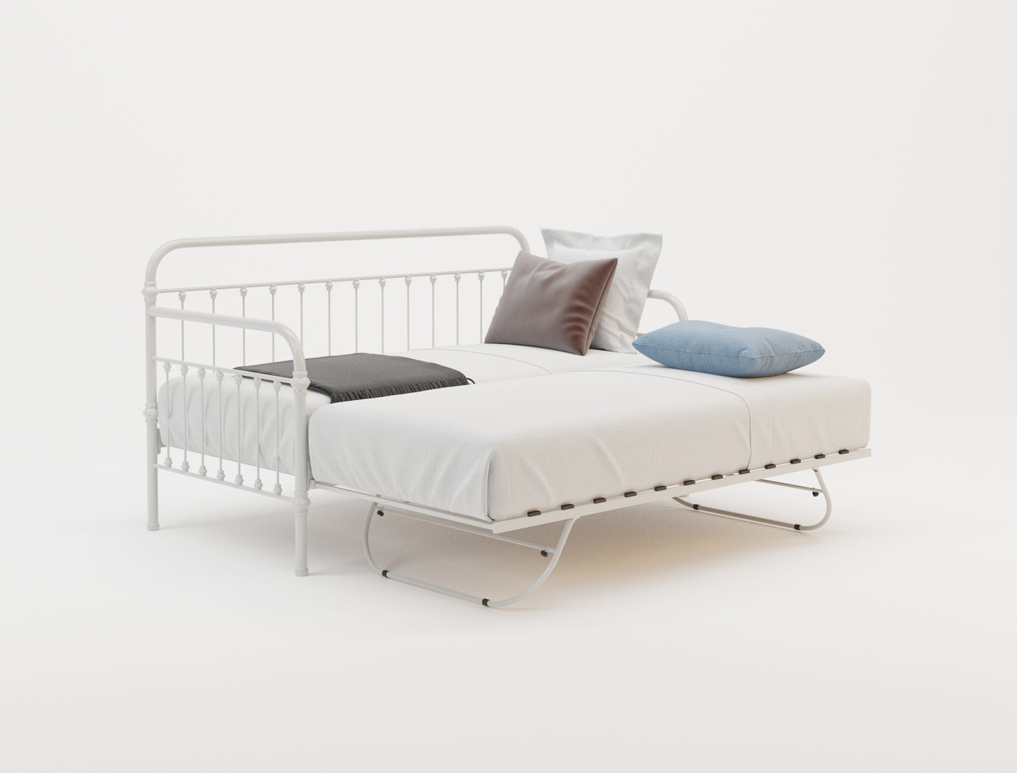 Zenith White Metal Trundle Bed