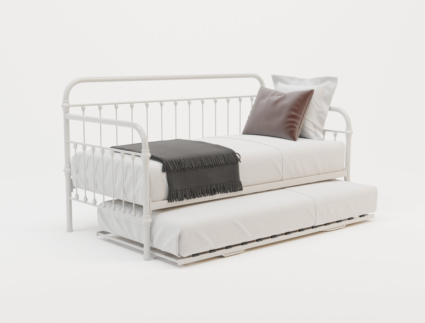 Zenith White Metal Trundle Bed