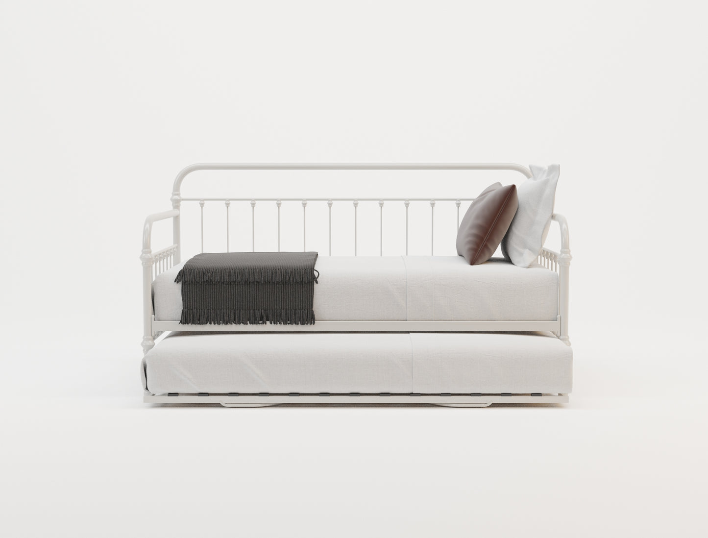 Zenith White Metal Trundle Bed