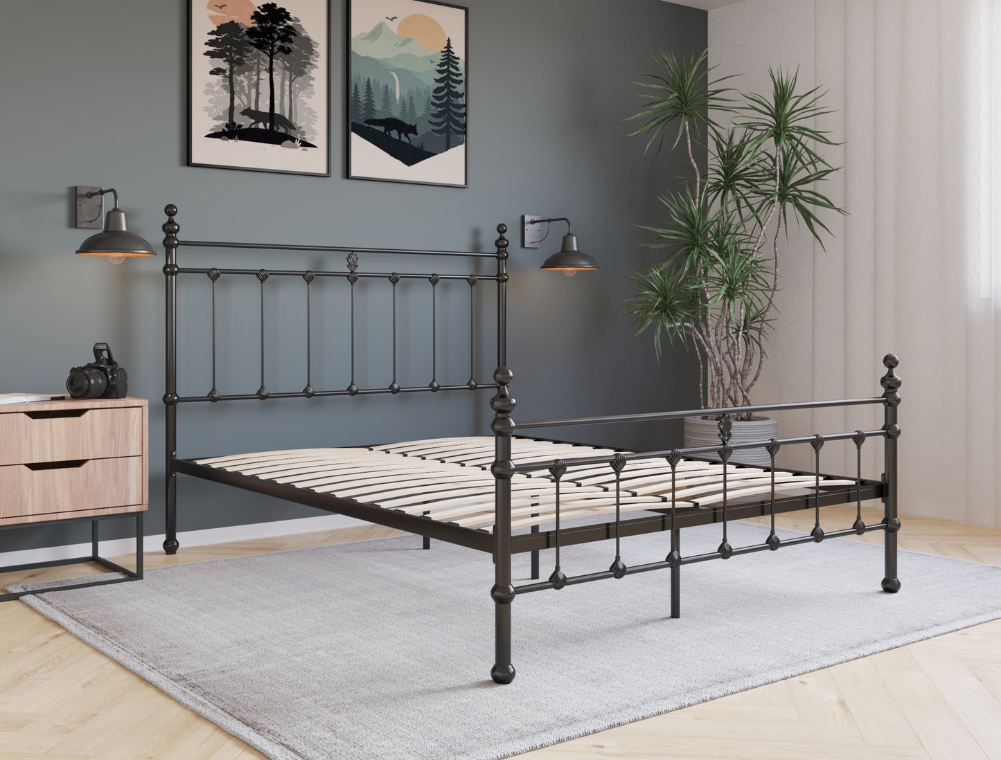 Valarie Black Metal Bed Frame