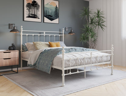 Valarie White Metal Bed Frame