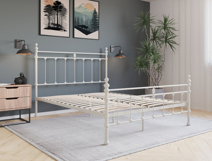 Valarie White Metal Bed Frame