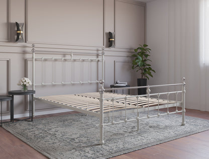 Elizabeth White / Chrome Metal Bed Frame