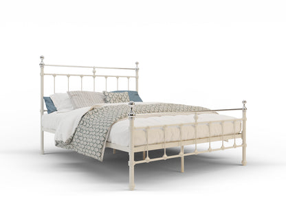 Elizabeth White / Chrome Metal Bed Frame