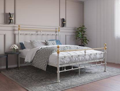 top view of a king single bed frame with mattress and pillows in a bedroom from Isaak