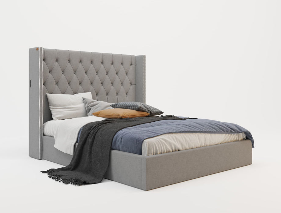 Bologna Grey Fabric Gas Lift Bed Frame