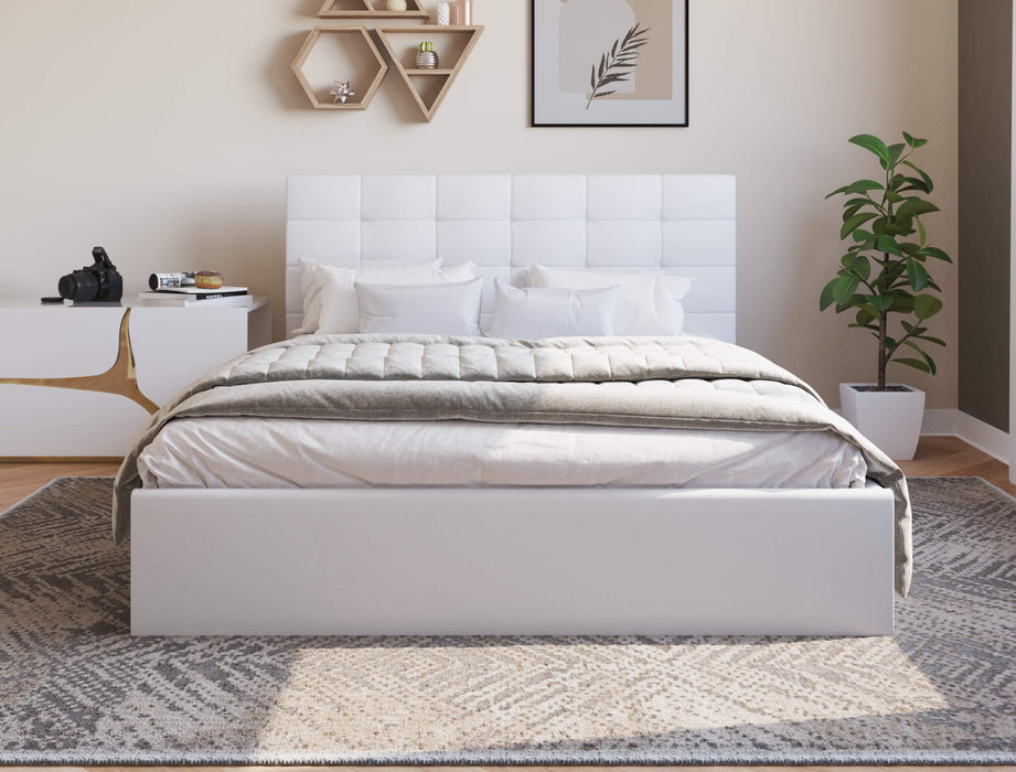 Amalfi White Gas Lift Faux Leather Bed Frame
