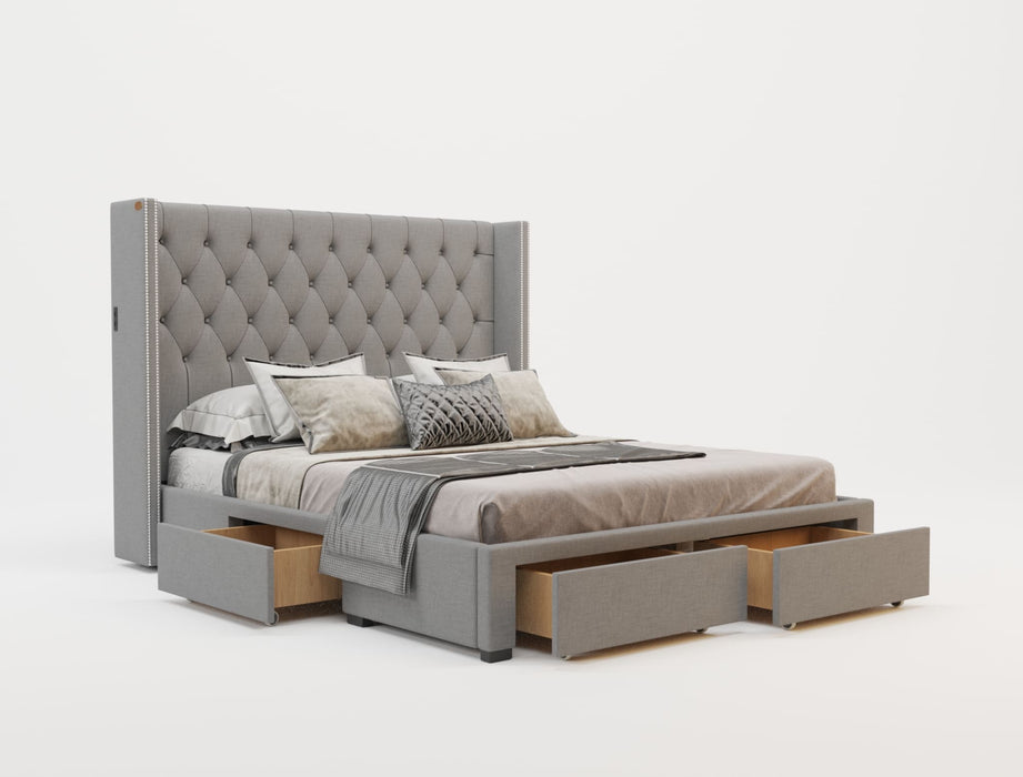 Bologna Grey Fabric Drawer Bed Frame