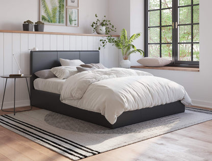 Naples Black Gas Lift Faux Leather Bed Frame