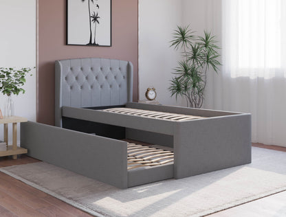 Jordanov Trundle Grey Fabric Bed Frame