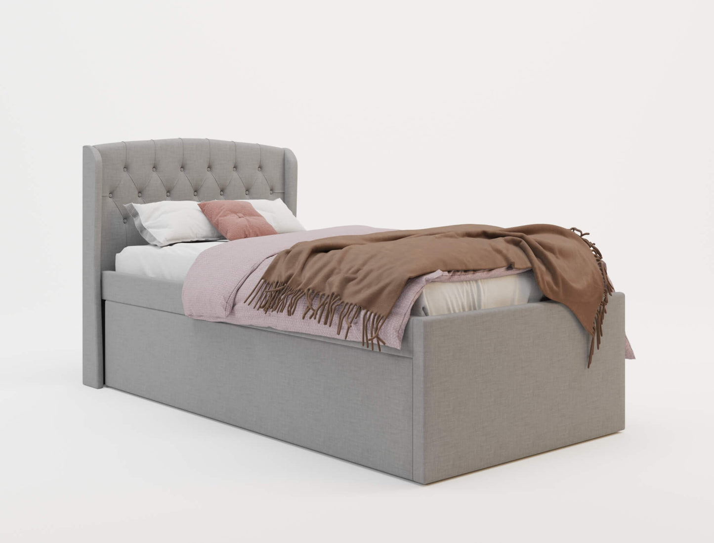 Jordanov Trundle Grey Fabric Bed Frame