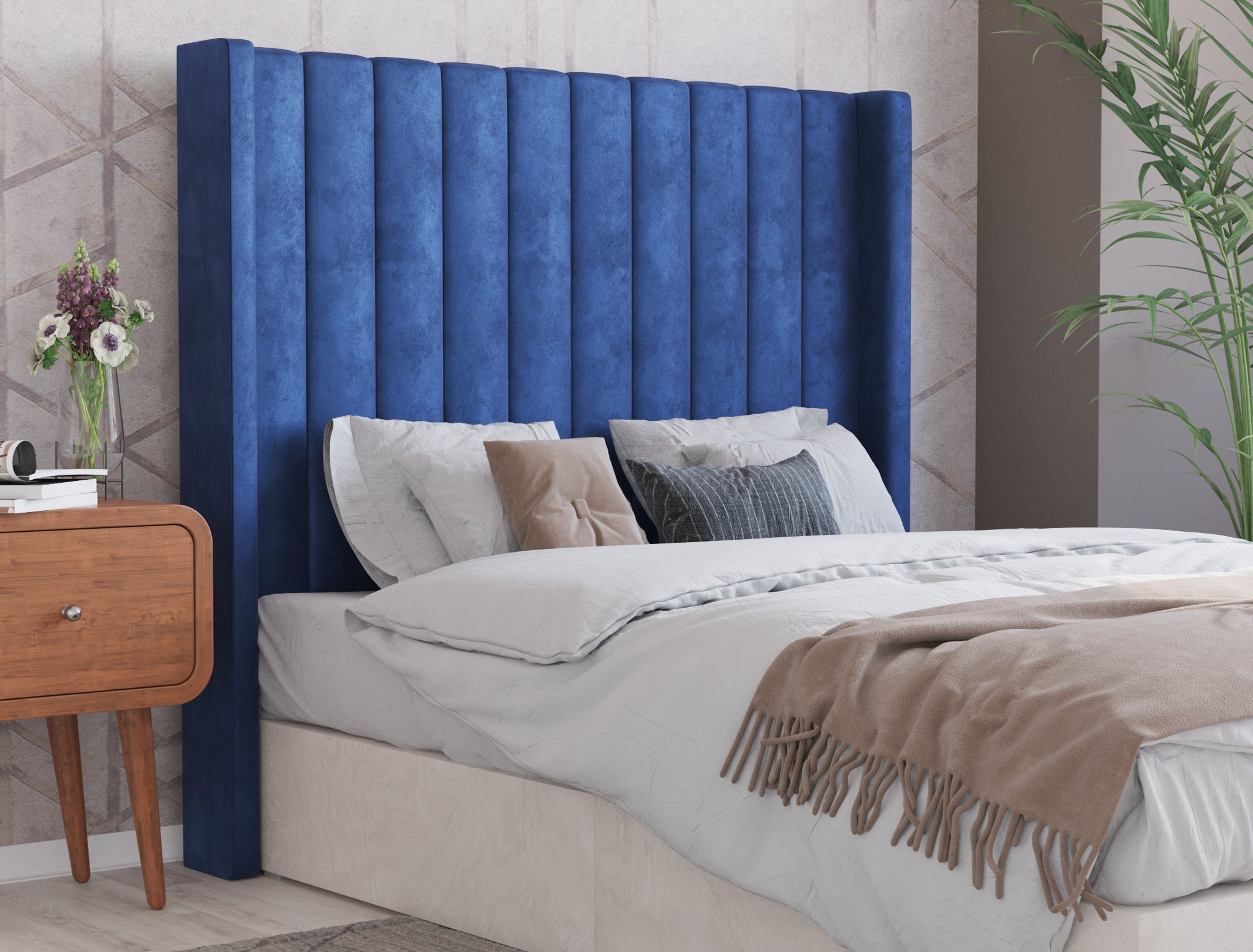 Jacob Blue Velvet Bed Head — ISAAK