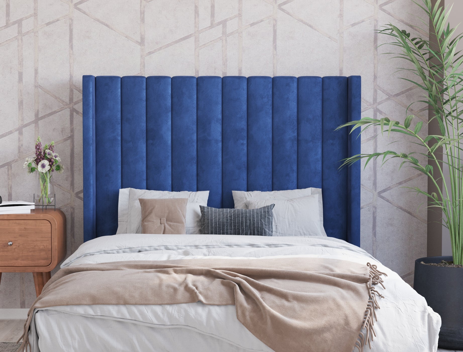 Jacob Blue Velvet Bed Head — ISAAK