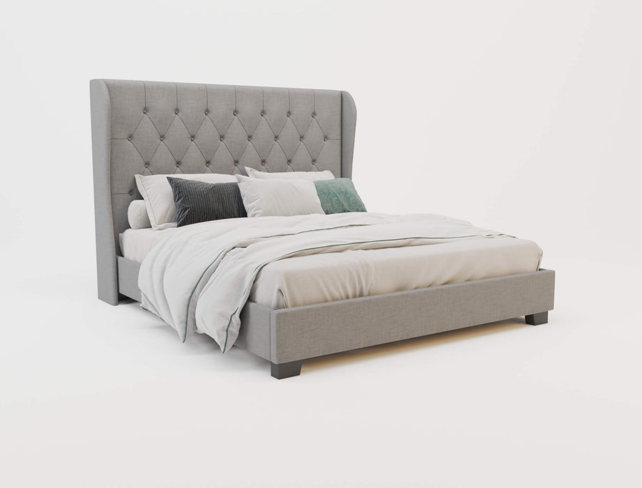 Harlow Grey Winged Fabric Bed Frame