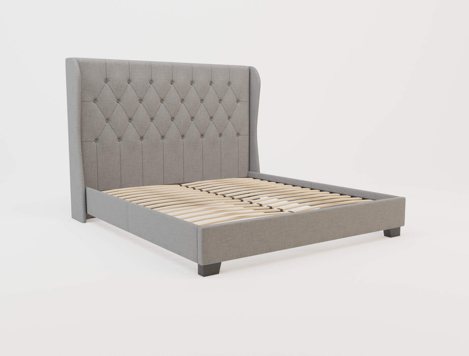 Harlow Grey Winged Fabric Bed Frame