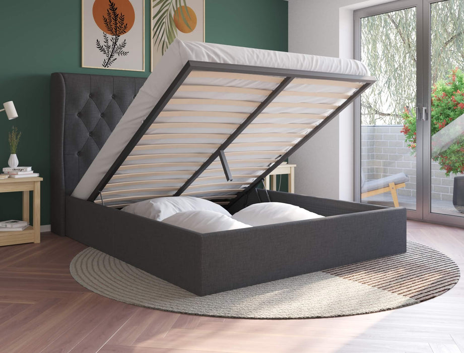 Harlow Charcoal Fabric Gas Lift Bed Frame