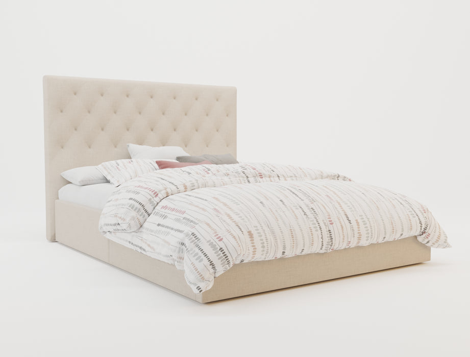 Oxford Beige Gas Lift Fabric Bed Frame