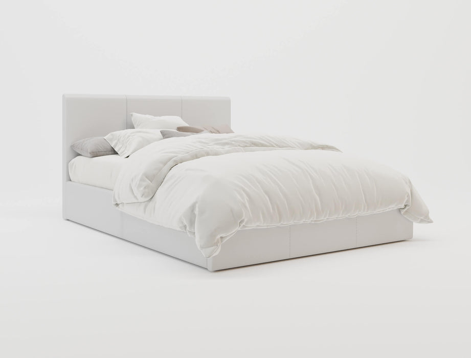Naples White Gas Lift Faux Leather Bed Frame