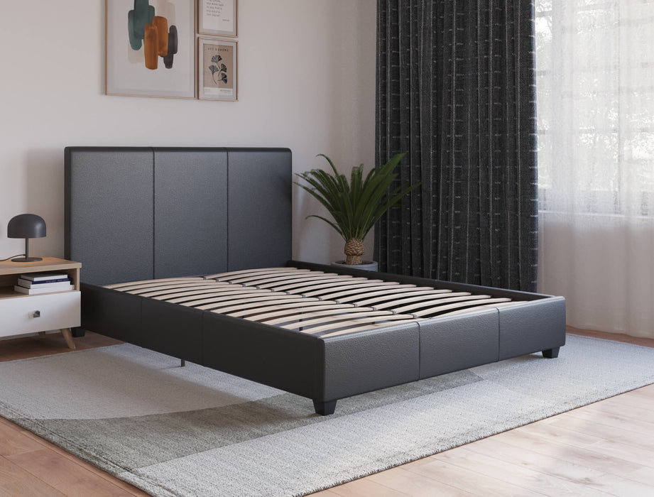 Como Black Faux Leather Bed Frame