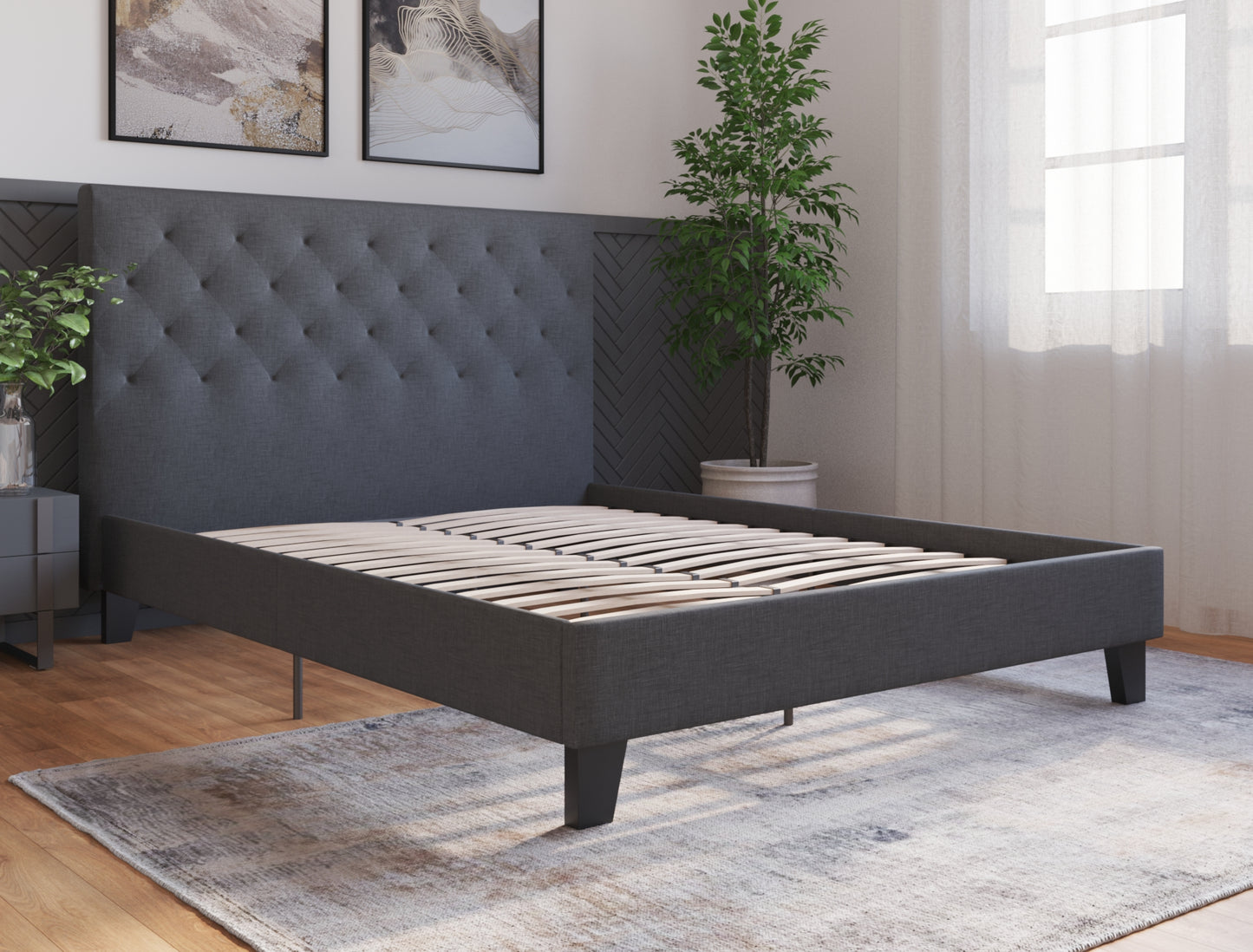 Oxford Charcoal Fabric Bed Frame