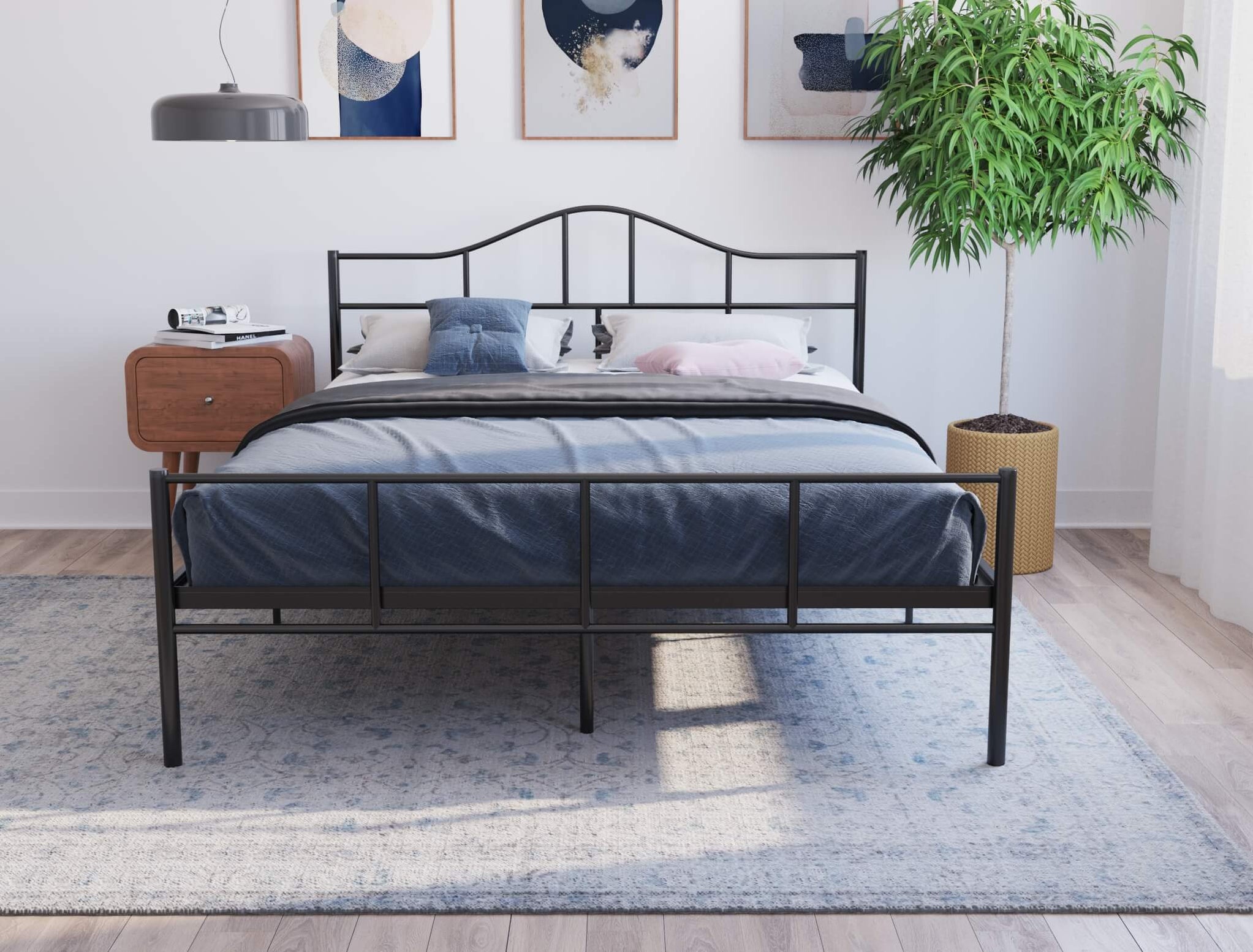 Saber Dark Grey Metal Bed Frame — Isaak