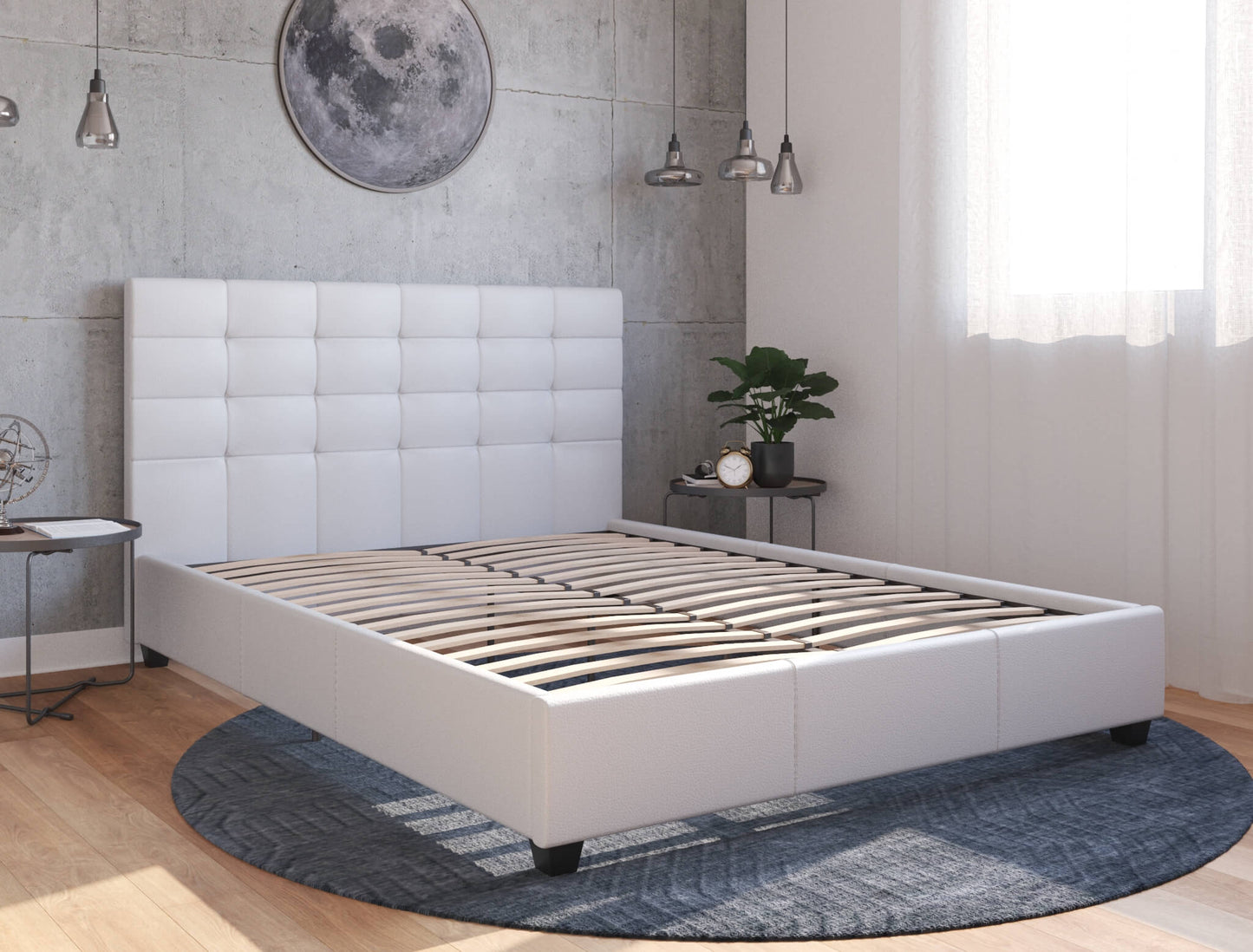 Paris White Faux Leather Bed Frame