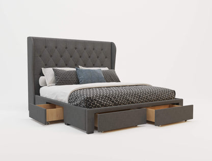 Harlow Charcoal Fabric Drawer Bed Frame