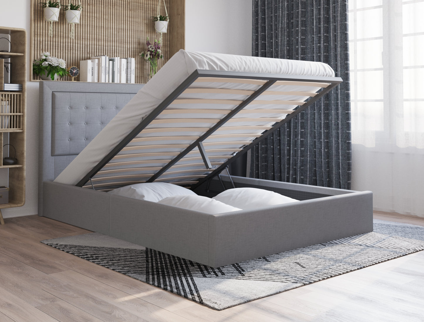 Julianna Grey Fabric Gas Lift Bed Frame