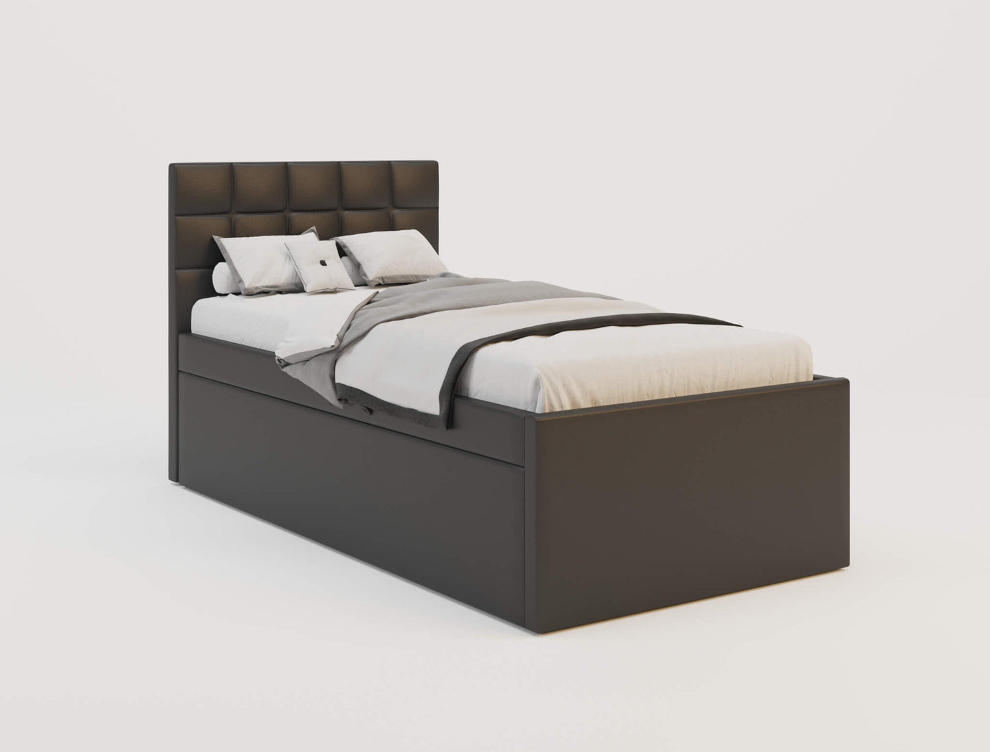 Landa Black Faux Leather Trundle Bed