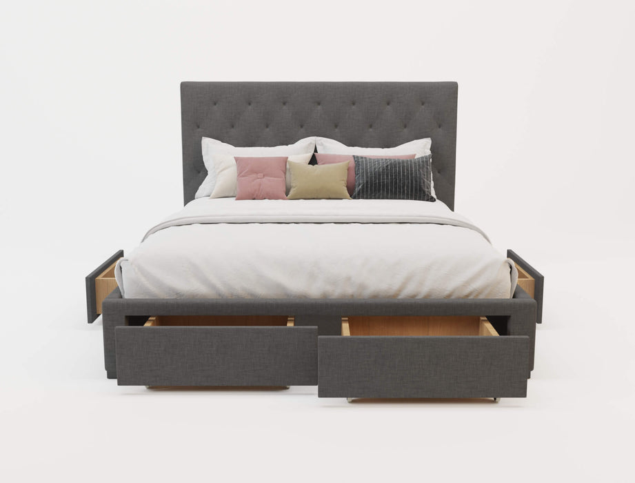 Kaylene Charcoal Fabric Drawer Bed Frame