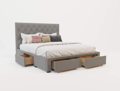 Kaylene Grey Fabric Drawer Bed Frame