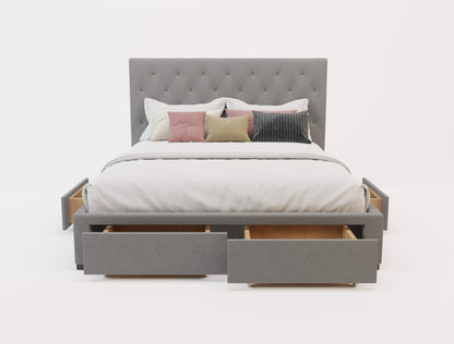 Kaylene Grey Fabric Drawer Bed Frame