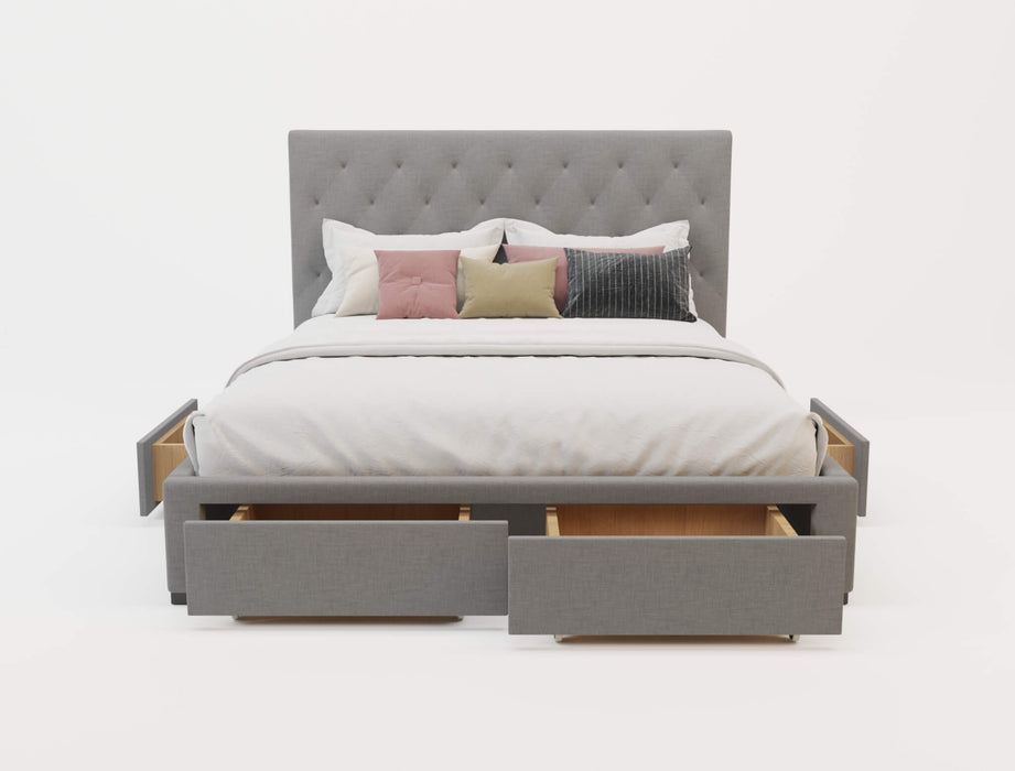 Kaylene Grey Fabric Drawer Bed Frame